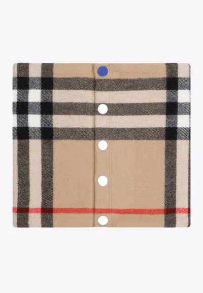 Burberry Checked Cashmere Snood In Beige