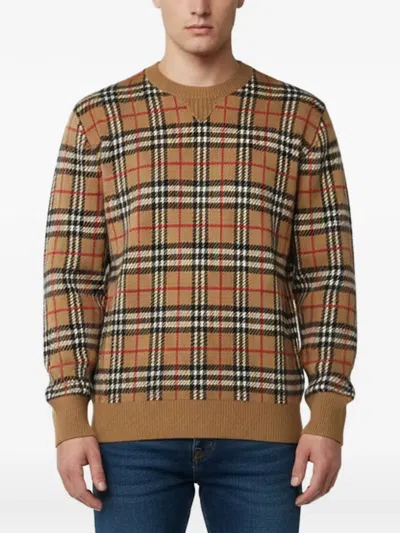 Pre-owned Burberry Checked Cashmere Sweater In Neutral