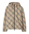 Burberry Beige Reversible Down Jacket With Hood And All-over Check Motif In Tech Fabric Man In Nude
