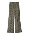 Burberry Straight Leg Check Wool Trousers In Green