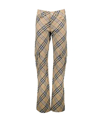 Burberry Checked Casual Pants In Nude