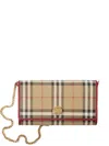 Burberry Check Chain Strap Wallet In Neutral