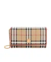 Burberry Check Chain Strap Wallet Bags In Nude