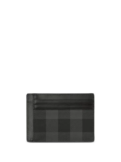 Burberry Checked Clip-card Case In Charcoal