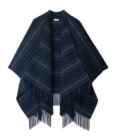 Burberry Checked Cloak In Black