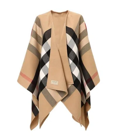 Burberry Checked Cloak In Nude