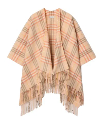 Burberry Checked Cloak In Nude