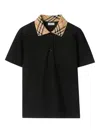 Burberry Checked-collar Cotton Polo Shirt In Black