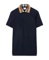 Burberry Cody Polo Shirt With Check Collar In Blue