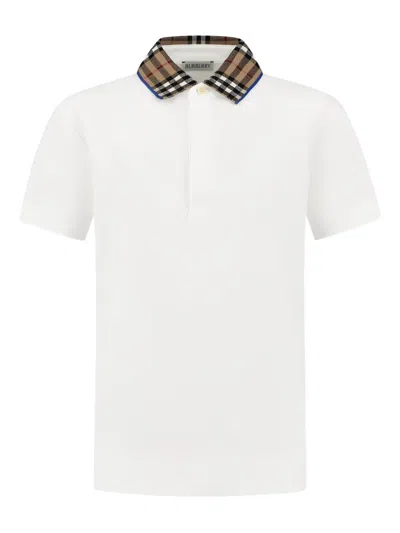 Burberry Kids' Boys White Check Polo Shirt