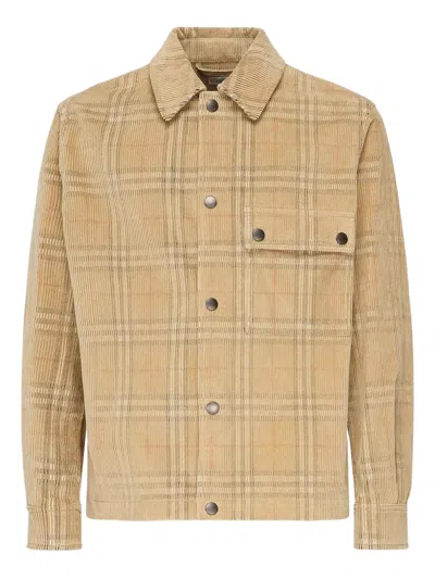 Burberry Chest Pocket Plaid Pattern Long Sleeves Jacket In Brown
