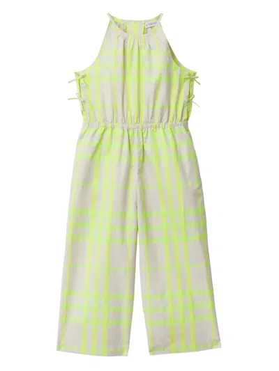 BURBERRY CHECKED COTTON-BLEND JUMPSUIT