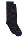 Burberry Checked Cotton-blend Socks In Blue