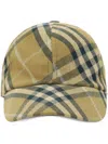 Burberry Checked Cotton Baseball Hat With Curved Brim In Brown