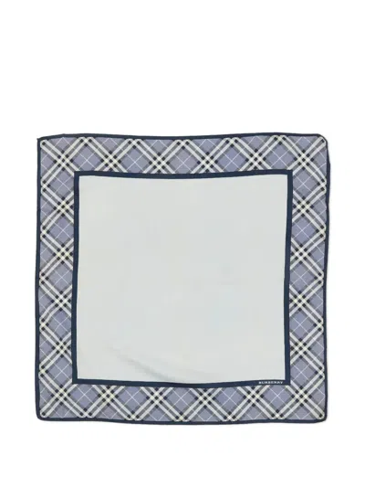 Pre-owned Burberry Checked Cotton Handkerchief In Blue