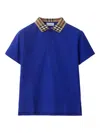 Burberry Kids' Checked Cotton Polo Shirt In Knight