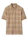 Burberry Checked Cotton Polo Shirt In Brown