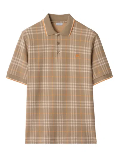 BURBERRY CHECKED COTTON POLO SHIRT