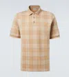 Burberry Checked Cotton Polo Shirt In Brown