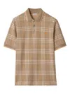Burberry Checked Cotton Polo Shirt In Brown