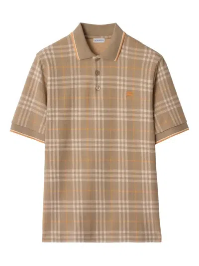 BURBERRY CHECKED COTTON POLO SHIRT