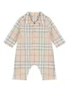 Burberry Checked Cotton Romper In Neutral