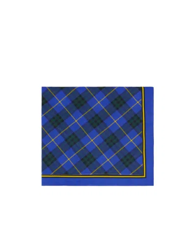 Burberry Checked Cotton Scarf In Blue