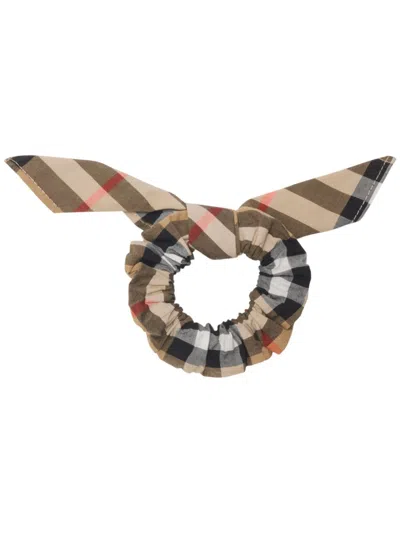 Burberry Kids' Checked Cotton Scrunchie In Neutrals