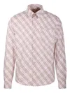 Burberry Plaid Pattern Button-down Collar Shirt With Front Pocket In Pink