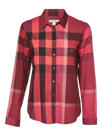 Pre-owned Burberry Checked Cotton Shirt In Pink