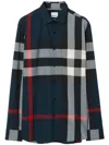 Burberry Blue Checked Cotton Shirt In Multi