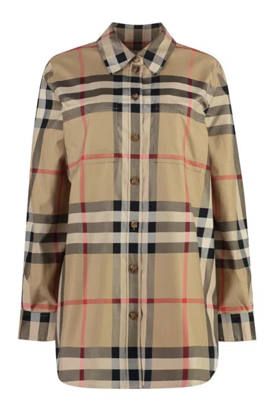 Burberry Nivi Check Cotton Shirt In Multi