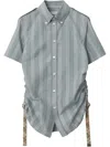 Burberry Check Cotton Shirt In Blue