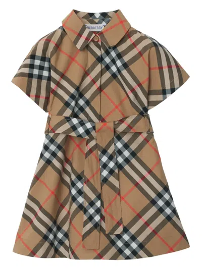 BURBERRY CHECKED COTTON SHIRT DRESS