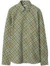 Burberry Embroidered Poplin Shirt With Button Cuffs In Green
