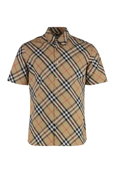 Burberry Oversized Silk Shirt Shirts Beige In Multi