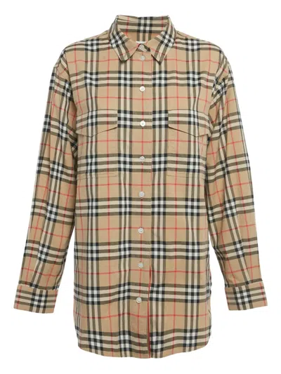 Pre-owned Burberry Checked Cotton Shirt In Neutral