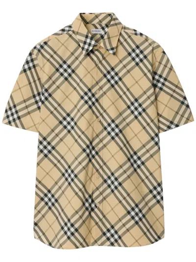 Burberry Checked Cotton Shirt In Grain