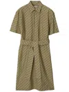 Burberry Checked Cotton Shirtdress In Green