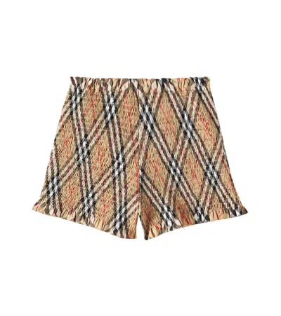 Burberry Kids' Checked Cotton Shorts In Beige