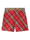 Burberry Checked Cotton Shorts In Red