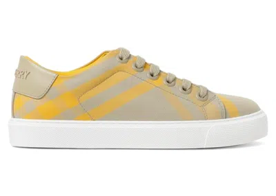 Pre-owned Burberry Checked Cotton Sneakers (women's) In Yellow