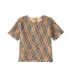 Shop Burberry Checked Cotton T-shirt In Beige