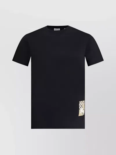Burberry Checked Cotton T-shirt Monochrome Regular Ribbed