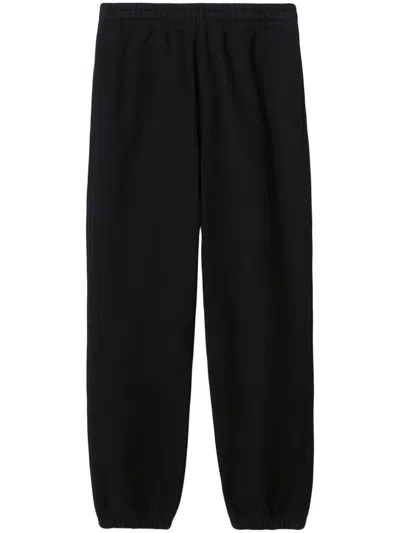 Burberry Checked Cotton Track Pants In Black