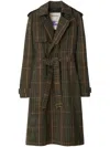 Burberry Vintage Effect Checked Trench Coat With Belt In Brown