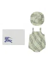 Burberry Checked Cotton Two-piece Gift Set In Green