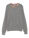 Burberry Checked Crew Neck Pullover In Gray