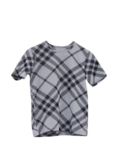 Pre-owned Burberry Checked Crew-neck T-shirt In Gray