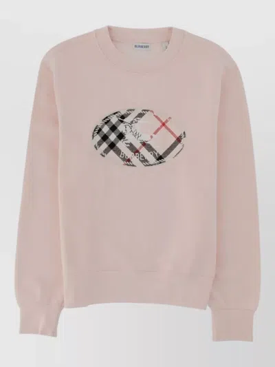 Burberry Soft Cotton Sweatshirt With Embroidered Logo In Pink